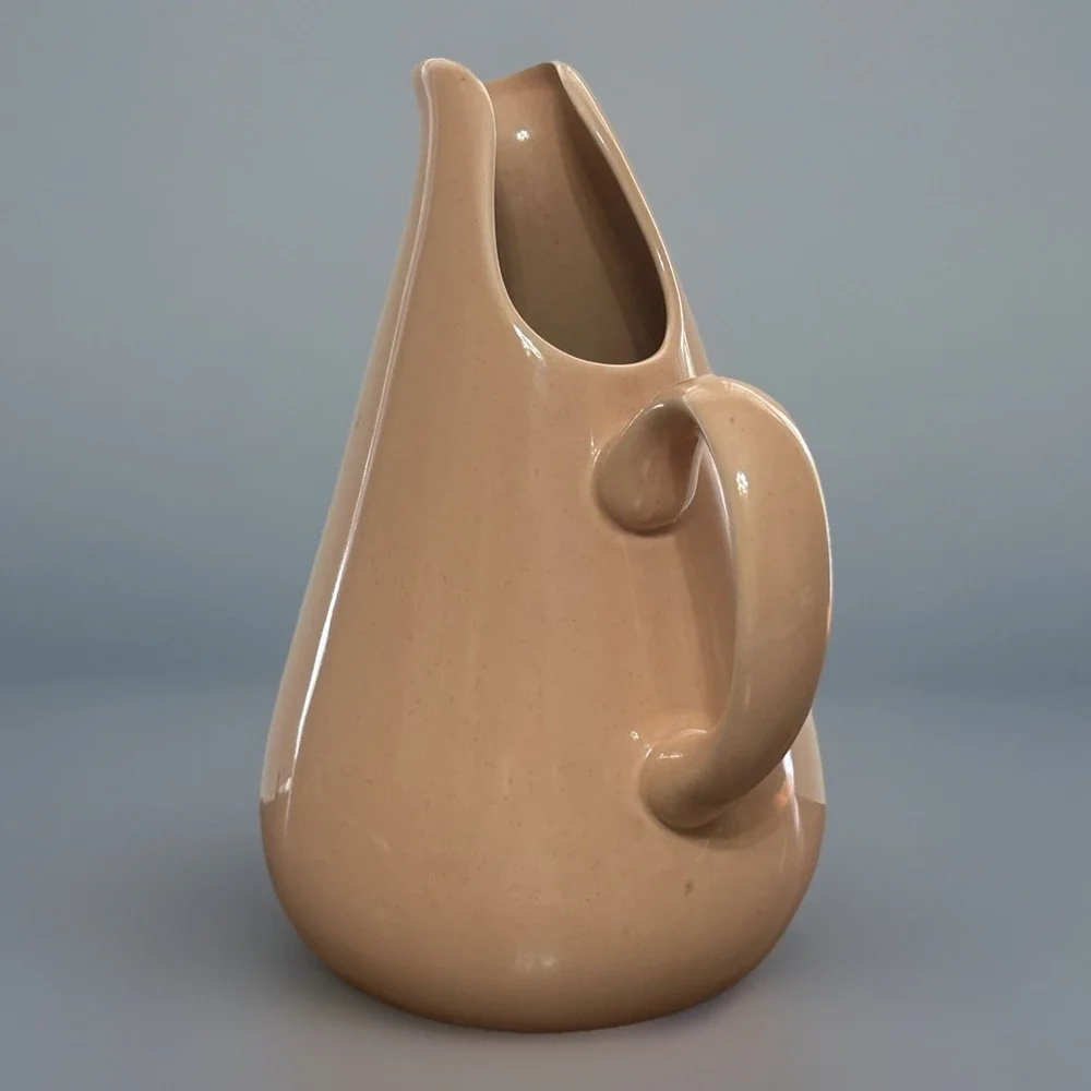 Russel Wright Oneida Coral Speckled Stoneware Pitcher Mid Century Modern Design